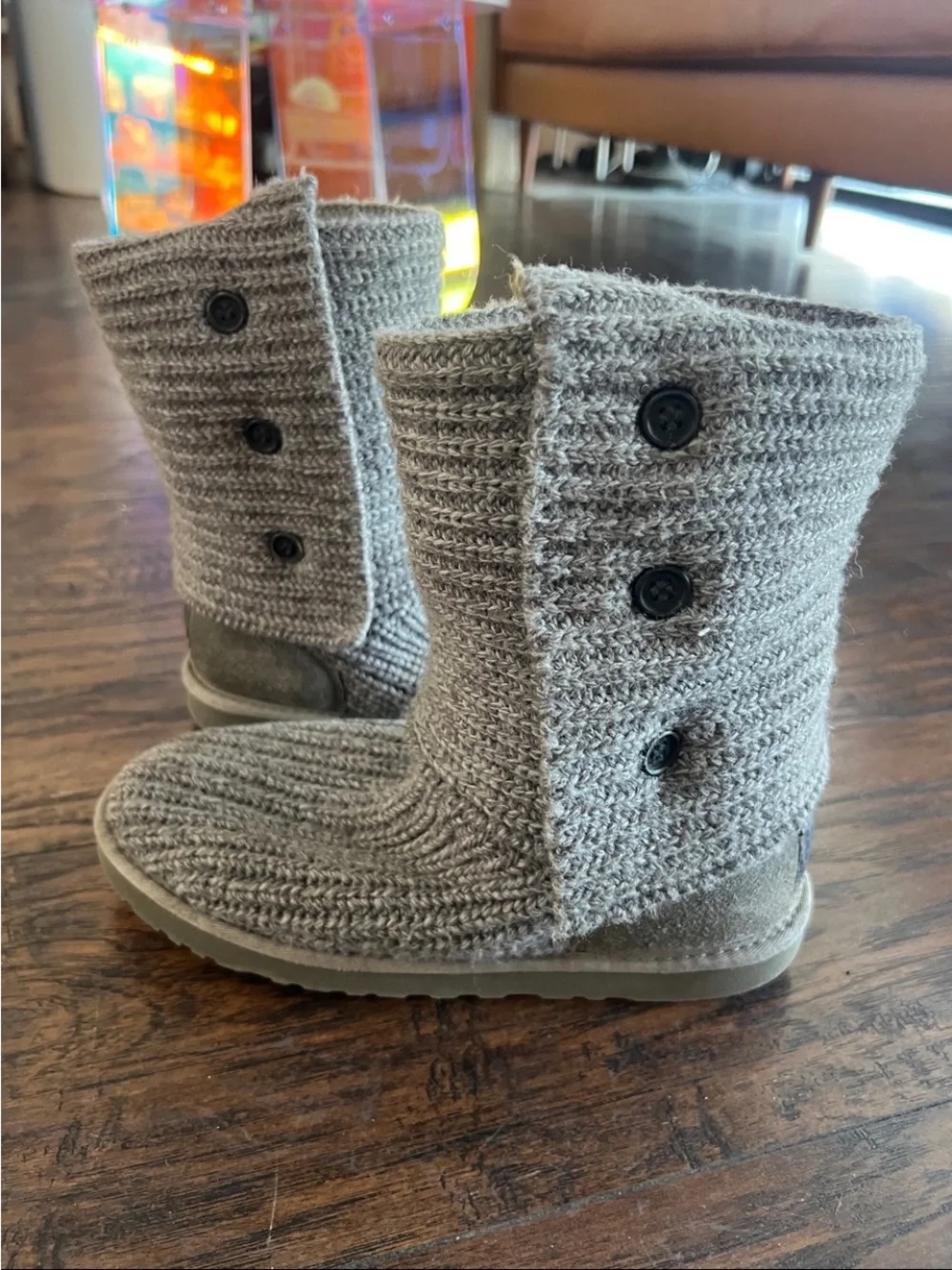 UGG Classic Cardy knit Grey boots size 6